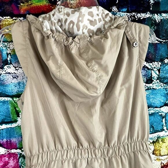 Sleeveless Animal Print Reversible Hooded Outdoor Vest Jacket Small - Picture 5 of 11